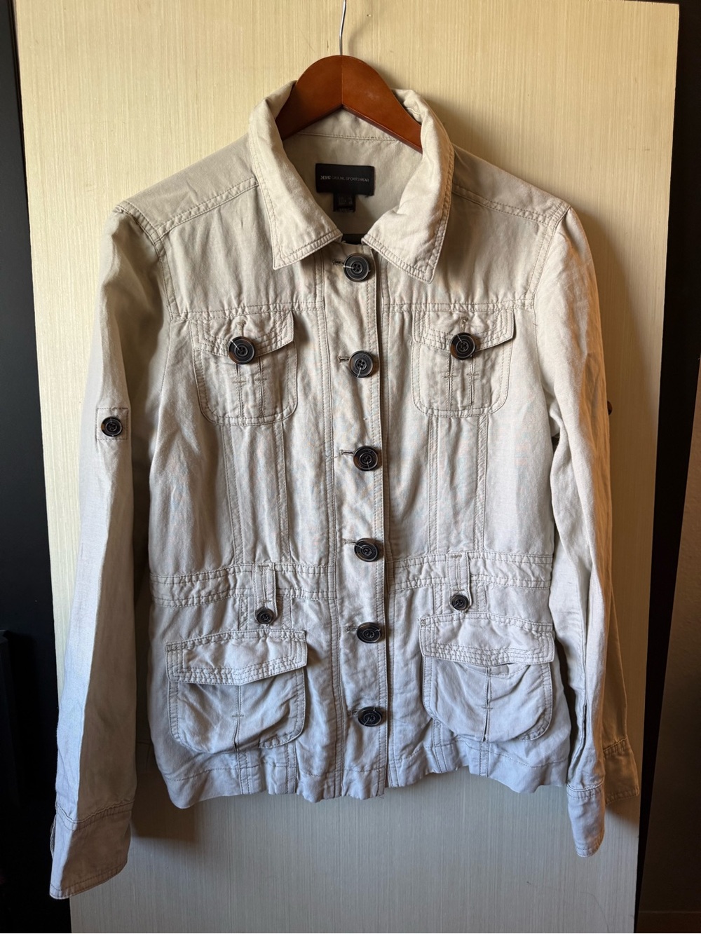 Light Beige Cotton Utility Jacket -